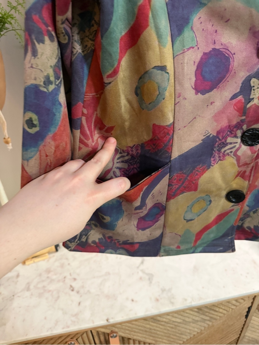NWT Radzoli Multicolor Abstract Print Button-Front Jacket - Picture 5 of 10